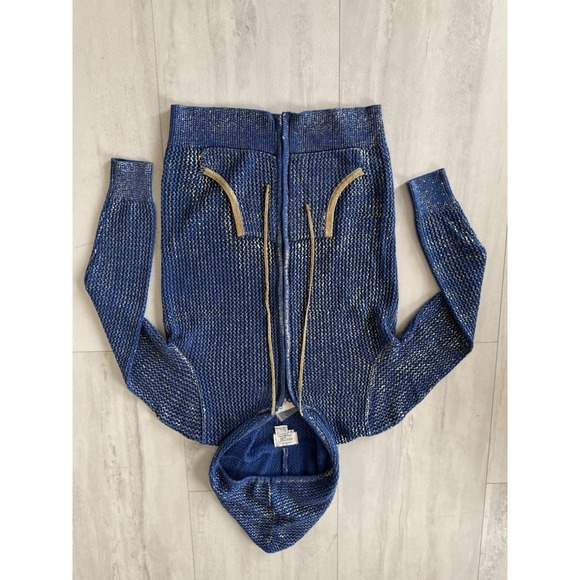 Vintage Just B  Blue Gold Accent Zip Hoodie Size S NWT - Picture 8 of 9